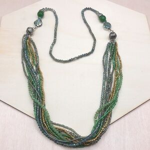 Convertible green hues crystal beads necklace many ways styles to wear fun style